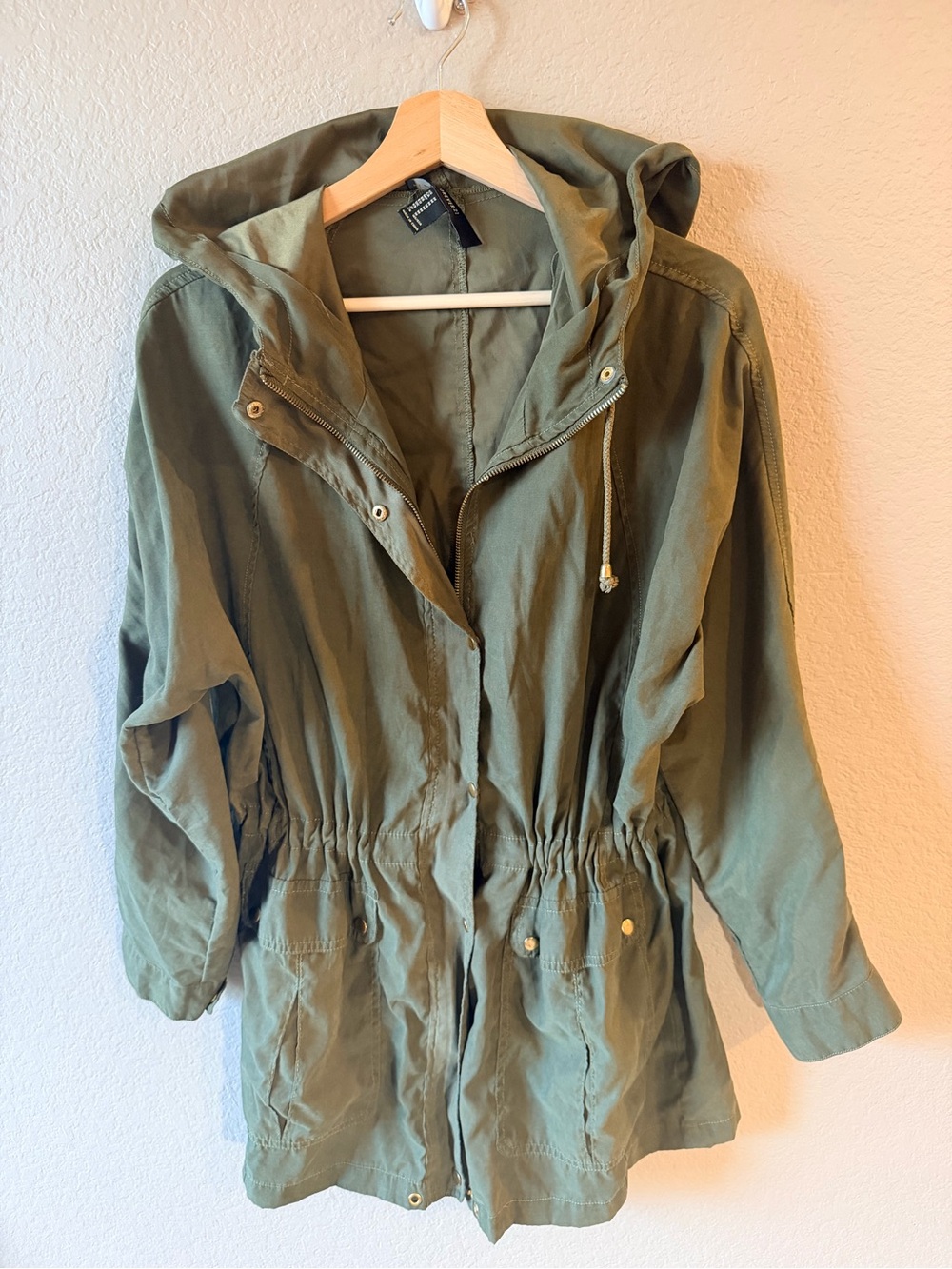 Forever 21 Olive Green Hooded Utility Jacket